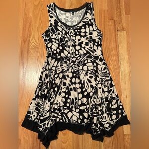 Cable & Gauge Tank Dress Womens Medium with  Mesh Trim Handkerchief Lagenlook